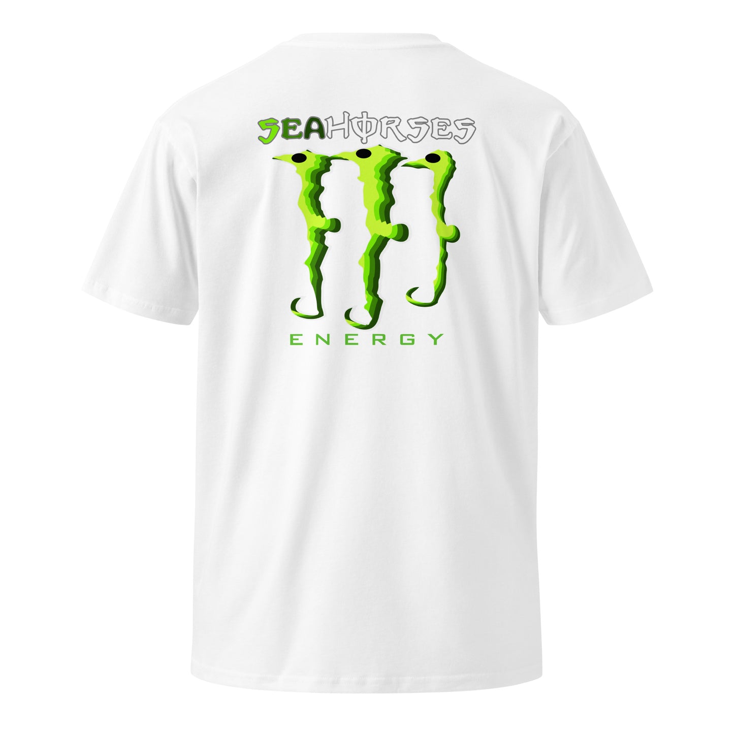 Front and Back Seahorses Energy Unisex premium t-shirt